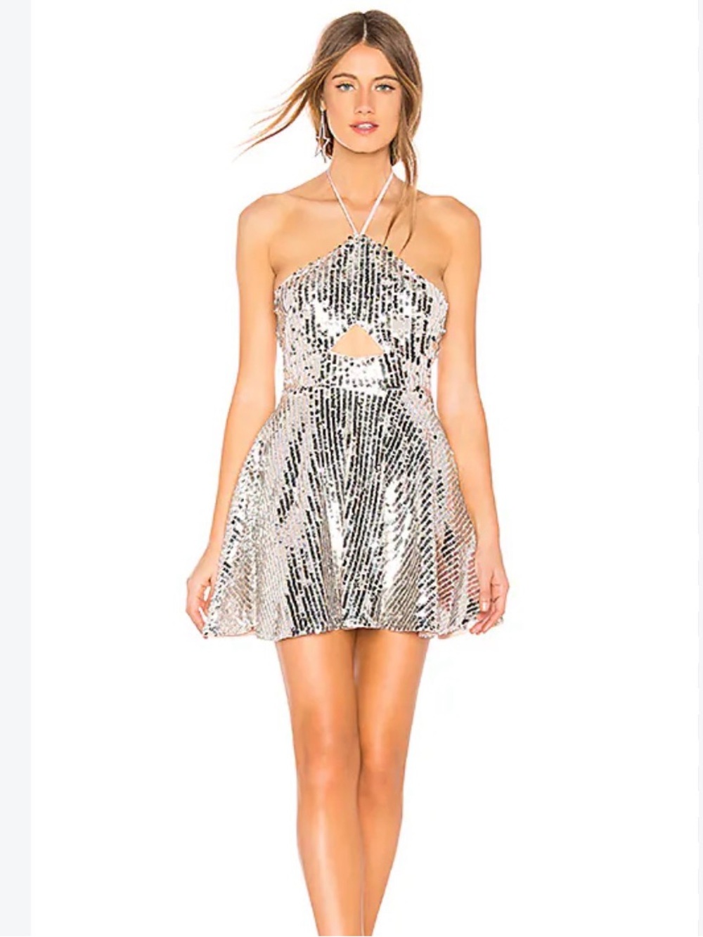 Majorelle Silver Sequin Mini Dress